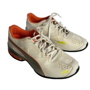 Puma Athletic Shoes White Orange Yellow Logo‎ Lace Up Sneakers Men Size 9